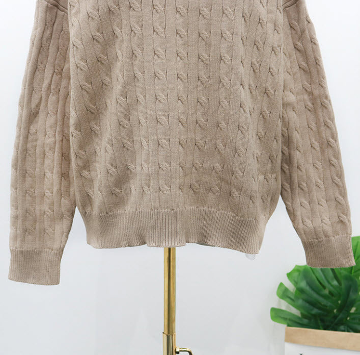 Beige Knotted Designed Sweater