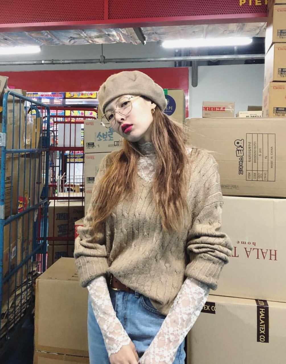 Beige Knotted Designed Sweater