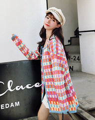 Orange Checkered Cardigan