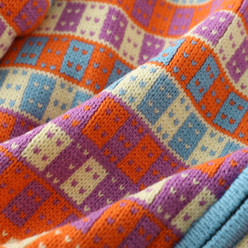Orange Checkered Cardigan