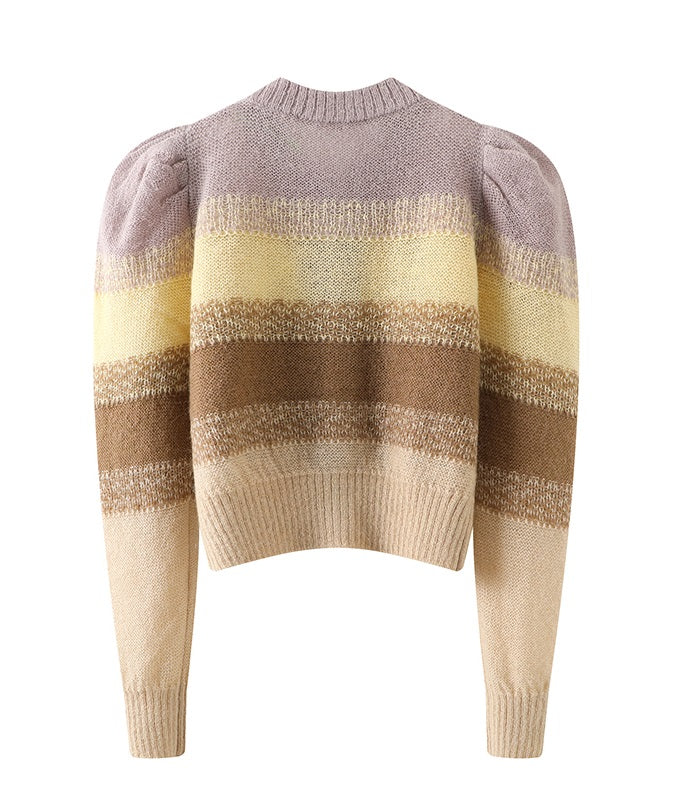 Brown Stripe Jeweled Cardigan