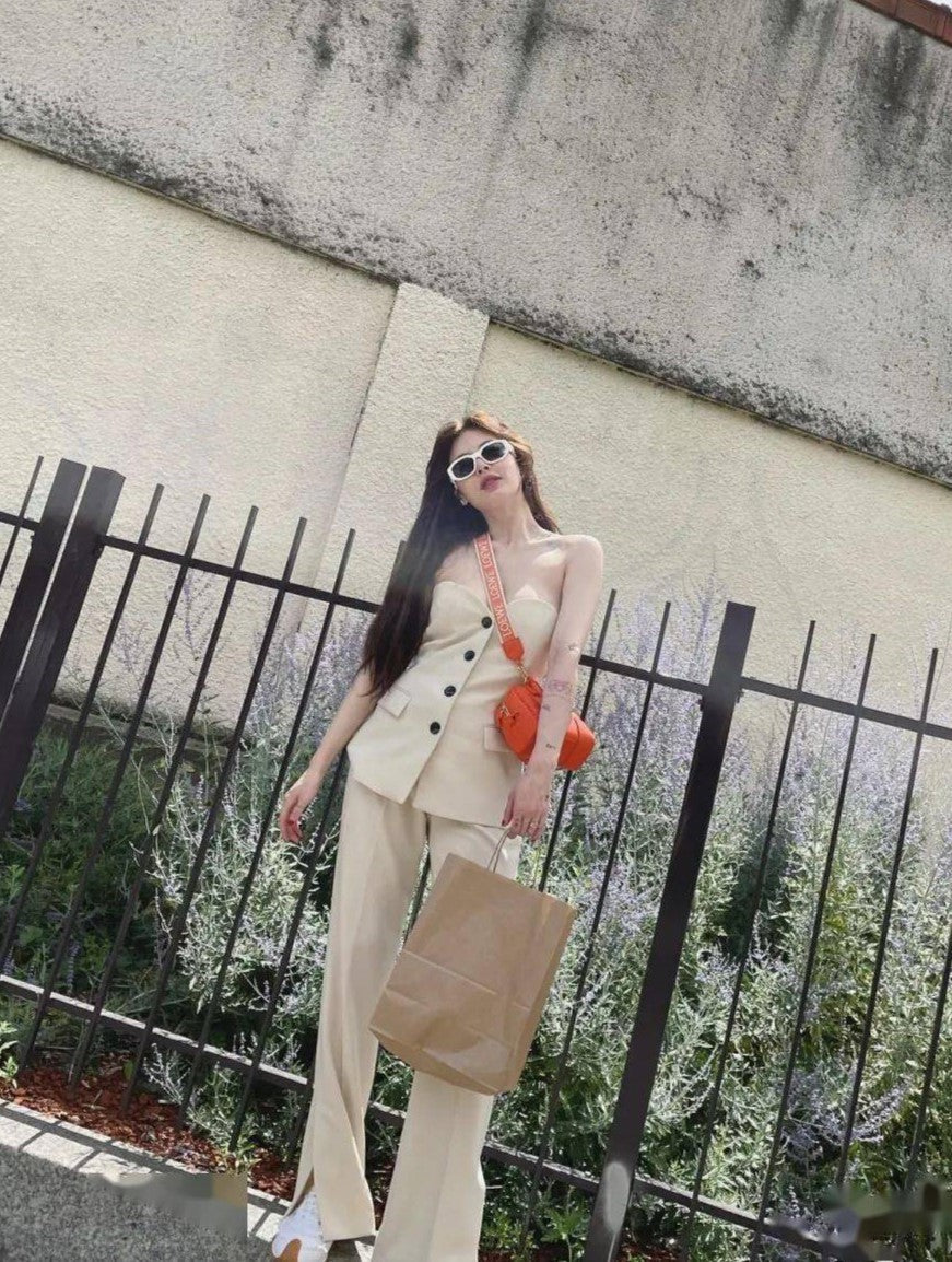 White Straight Cut Trousers