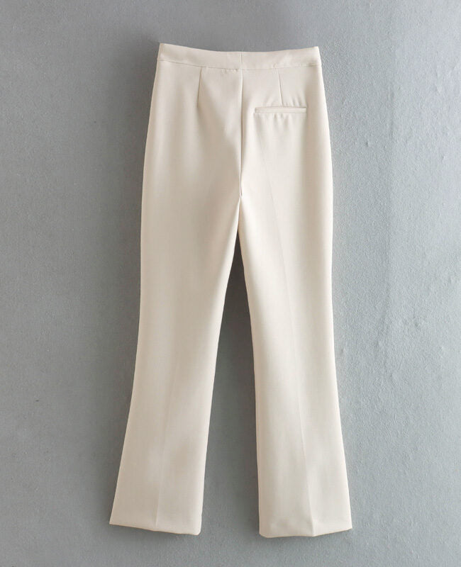 White Straight Cut Trousers