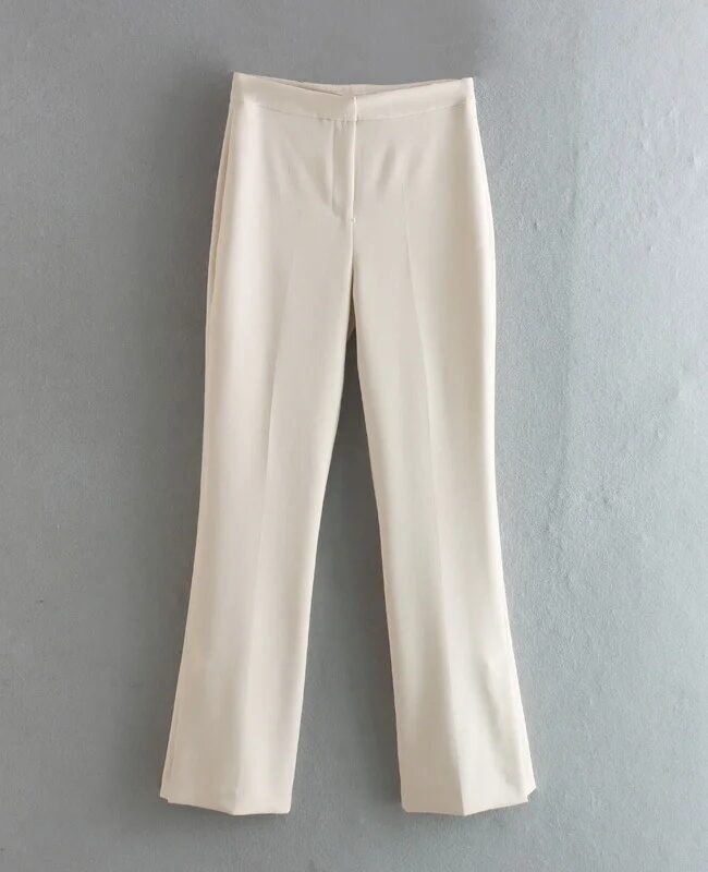 White Straight Cut Trousers