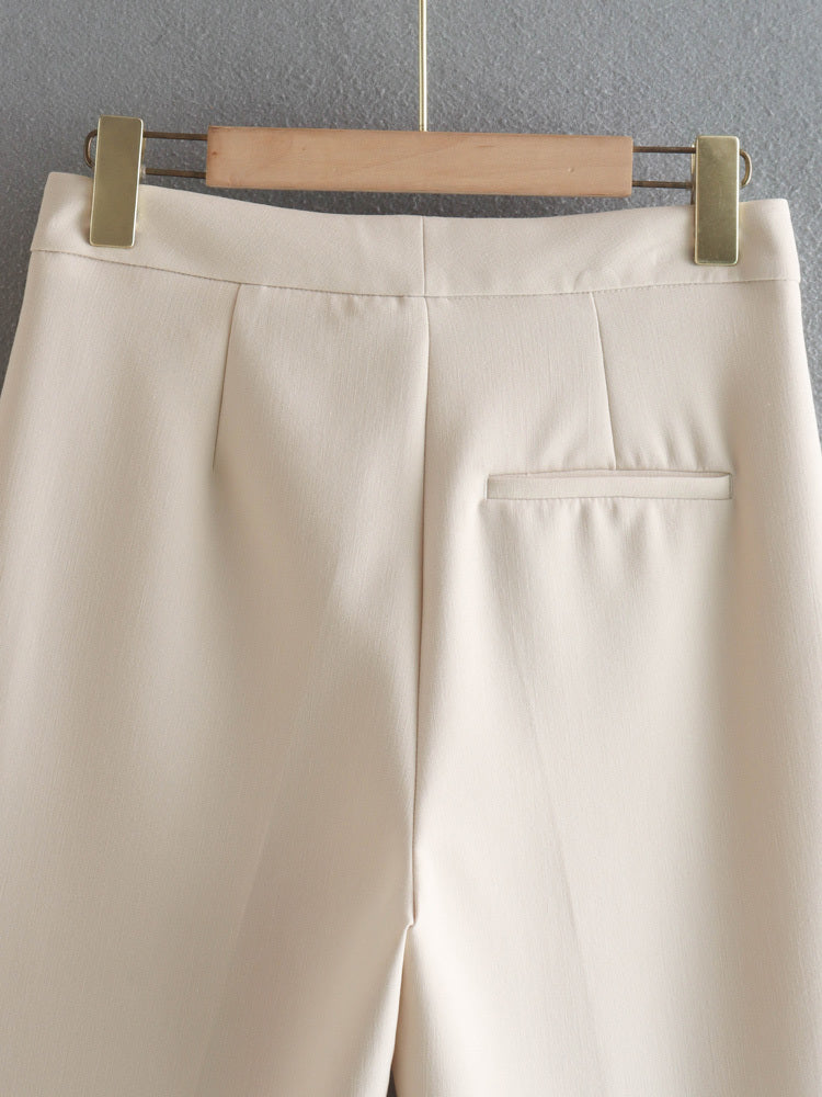 White Straight Cut Trousers