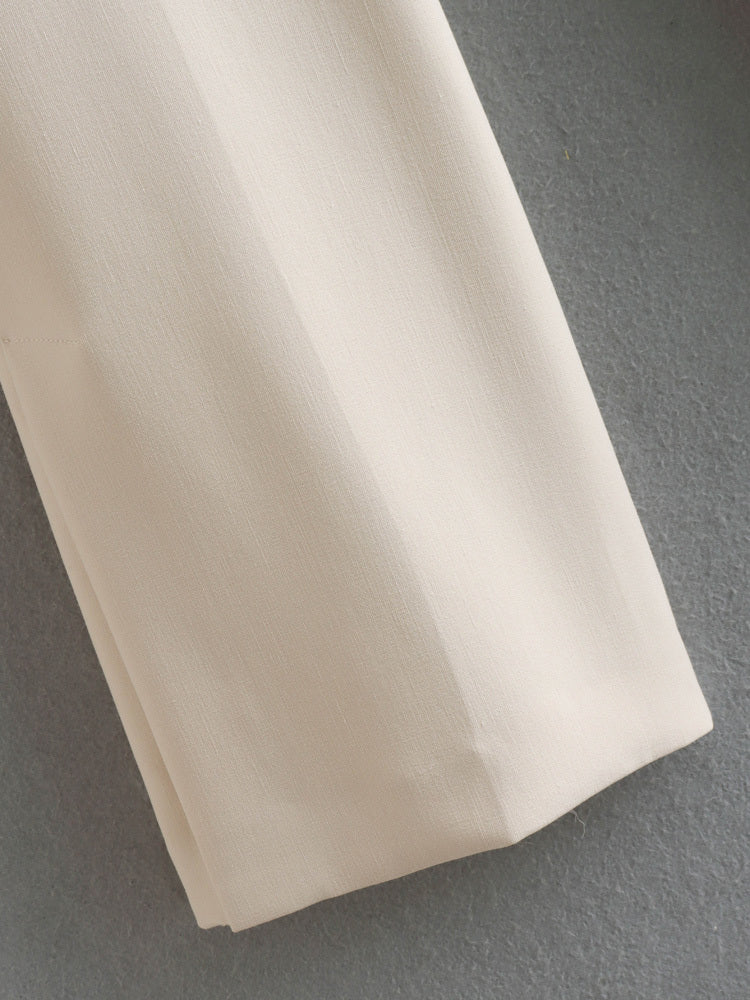 White Straight Cut Trousers