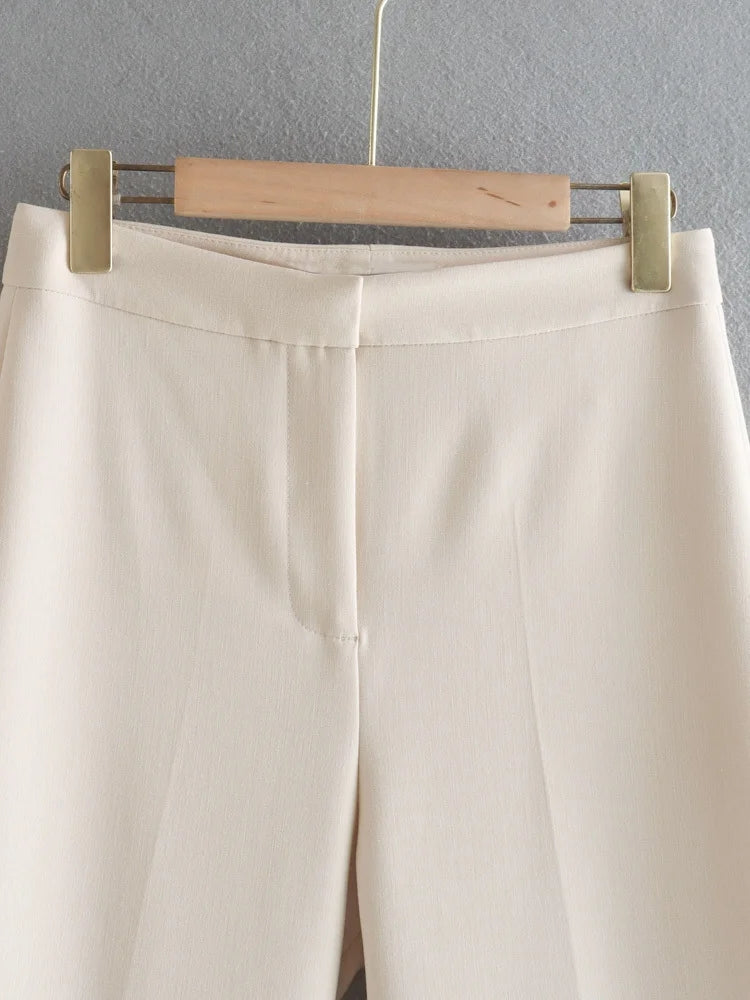 White Straight Cut Trousers