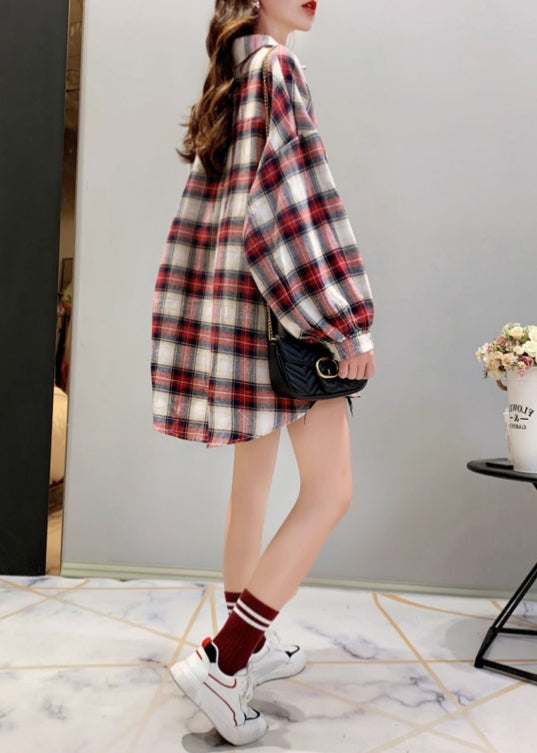 Loose Plaid Long-Sleeved Shirt