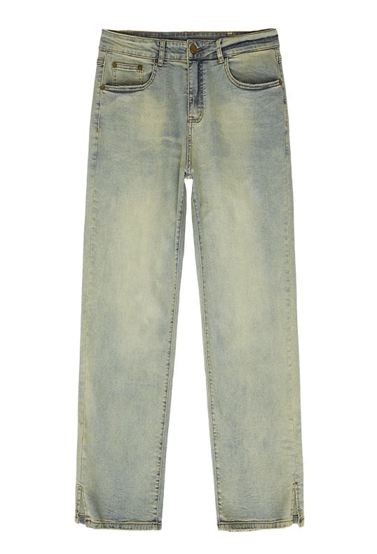 Green Washed Retro Straight Jeans