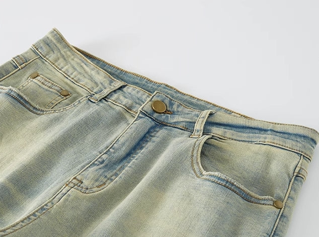 Green Washed Retro Straight Jeans