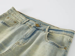 Green Washed Retro Straight Jeans