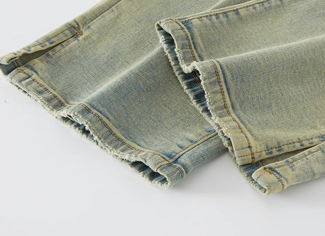 Green Washed Retro Straight Jeans