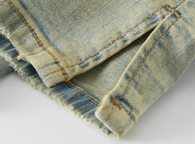 Green Washed Retro Straight Jeans
