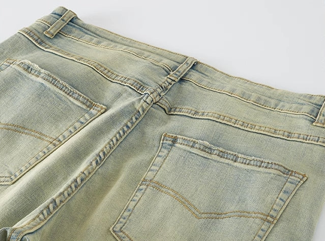 Green Washed Retro Straight Jeans