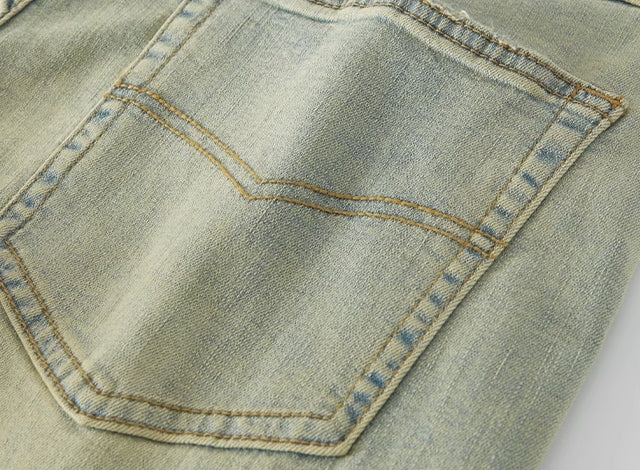 Green Washed Retro Straight Jeans