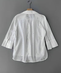 White Cut-Out Embroidery Shirt