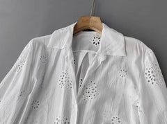 White Cut-Out Embroidery Shirt