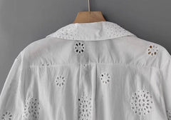 White Cut-Out Embroidery Shirt
