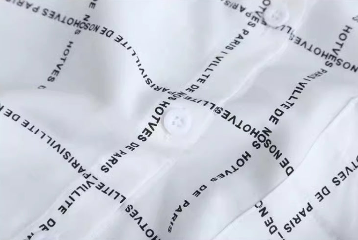 White Letter Print Long Shirt