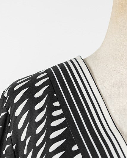 Black Printed V-Neck Dress
