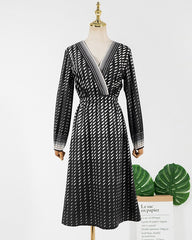 Black Printed V-Neck Dress