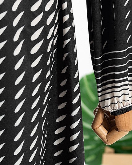 Black Printed V-Neck Dress