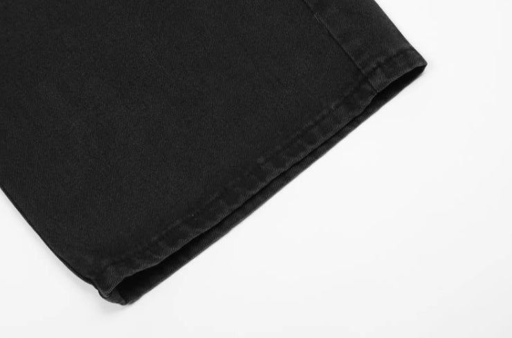Black Slanted Pocket Cargo Jeans