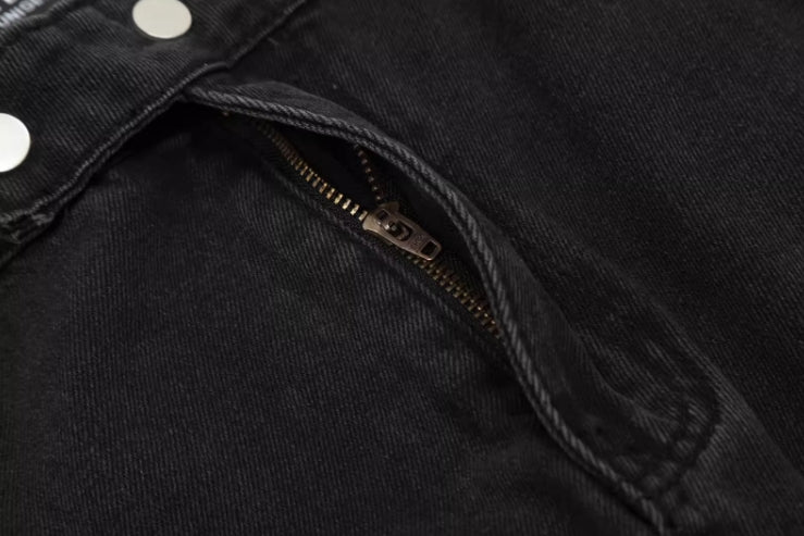 Black Slanted Pocket Cargo Jeans