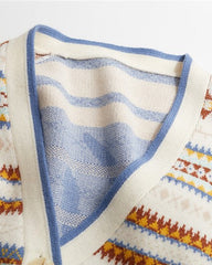 Beige Diamond Pattern Knitted Long Cardigan