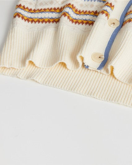 Beige Diamond Pattern Knitted Long Cardigan