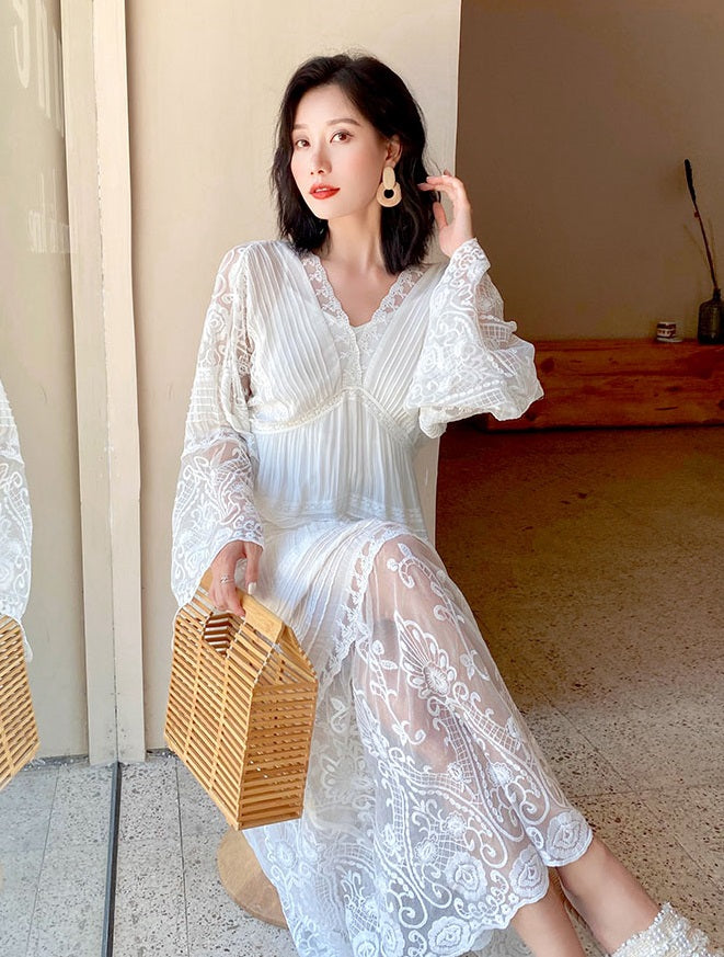 White Long Lace Dress