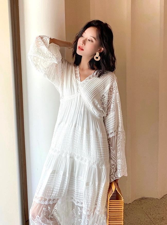 White Long Lace Dress