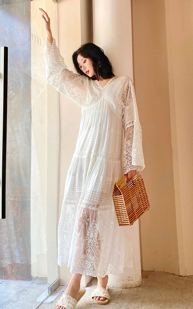 White Long Lace Dress
