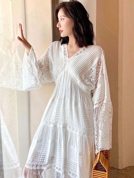 White Long Lace Dress