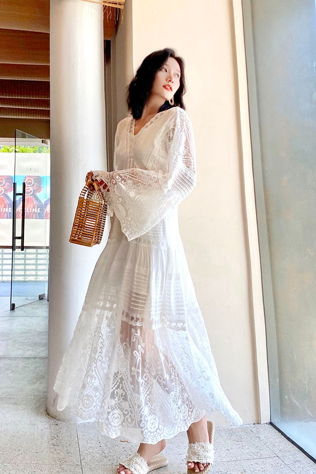 White Long Lace Dress