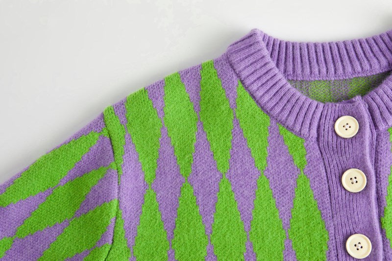 Lilac Diamond Pattern Cardigan