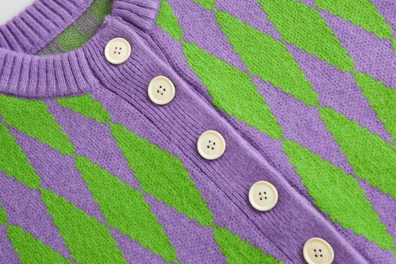 Lilac Diamond Pattern Cardigan
