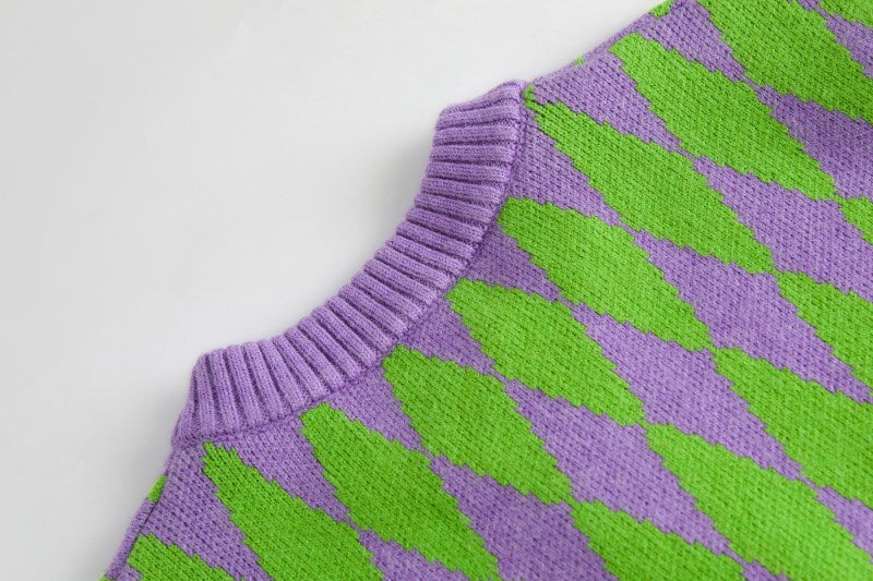 Lilac Diamond Pattern Cardigan