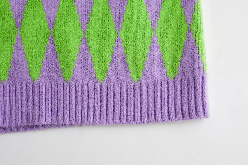Lilac Diamond Pattern Cardigan