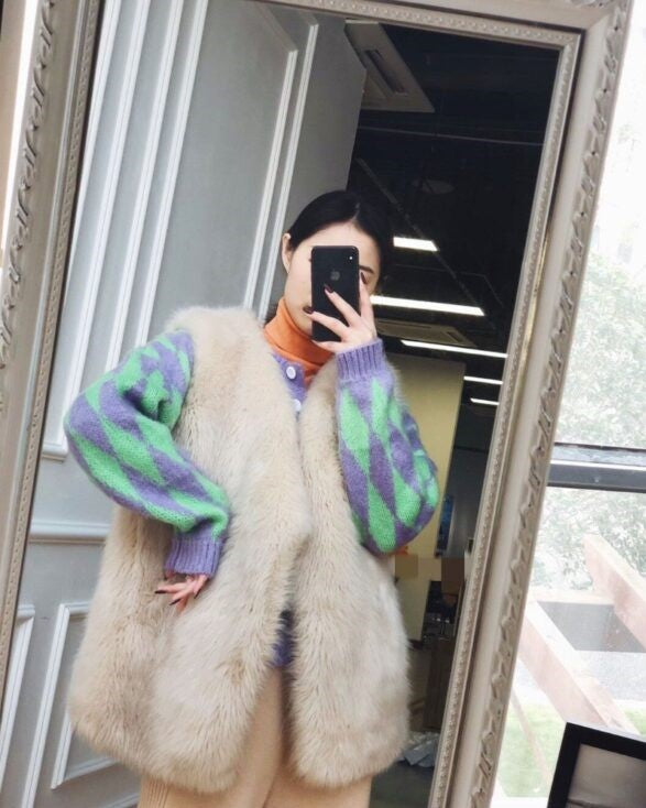 Lilac Diamond Pattern Cardigan