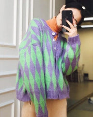 Lilac Diamond Pattern Cardigan