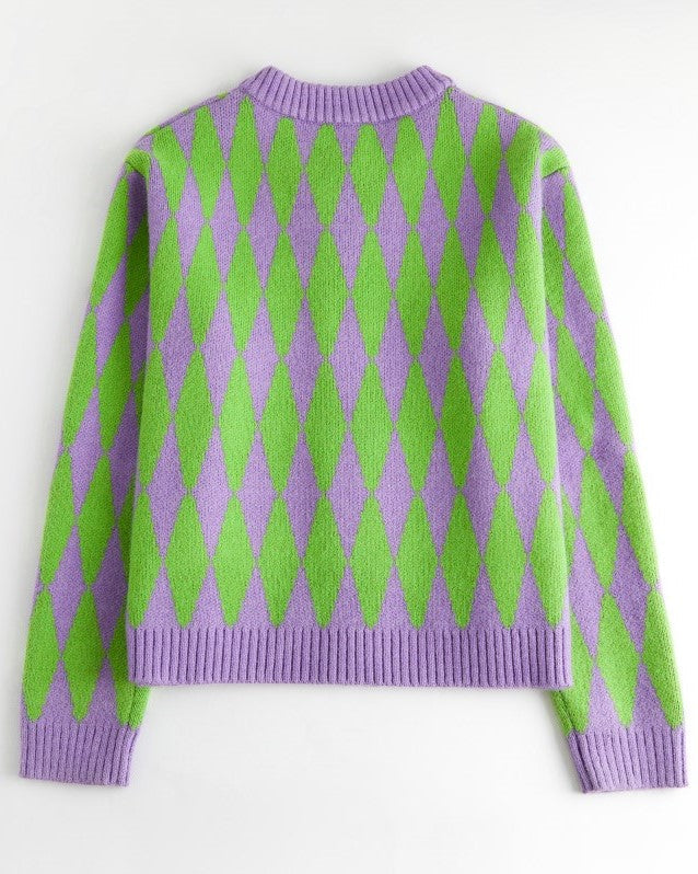 Lilac Diamond Pattern Cardigan