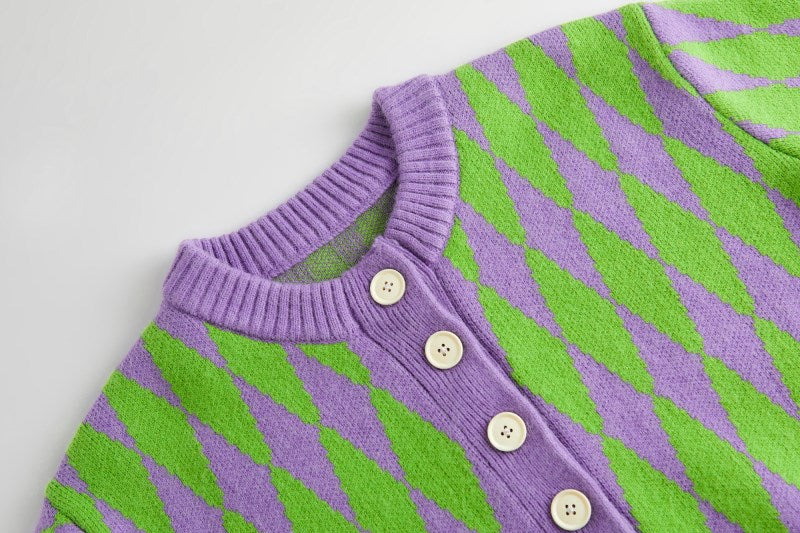 Lilac Diamond Pattern Cardigan