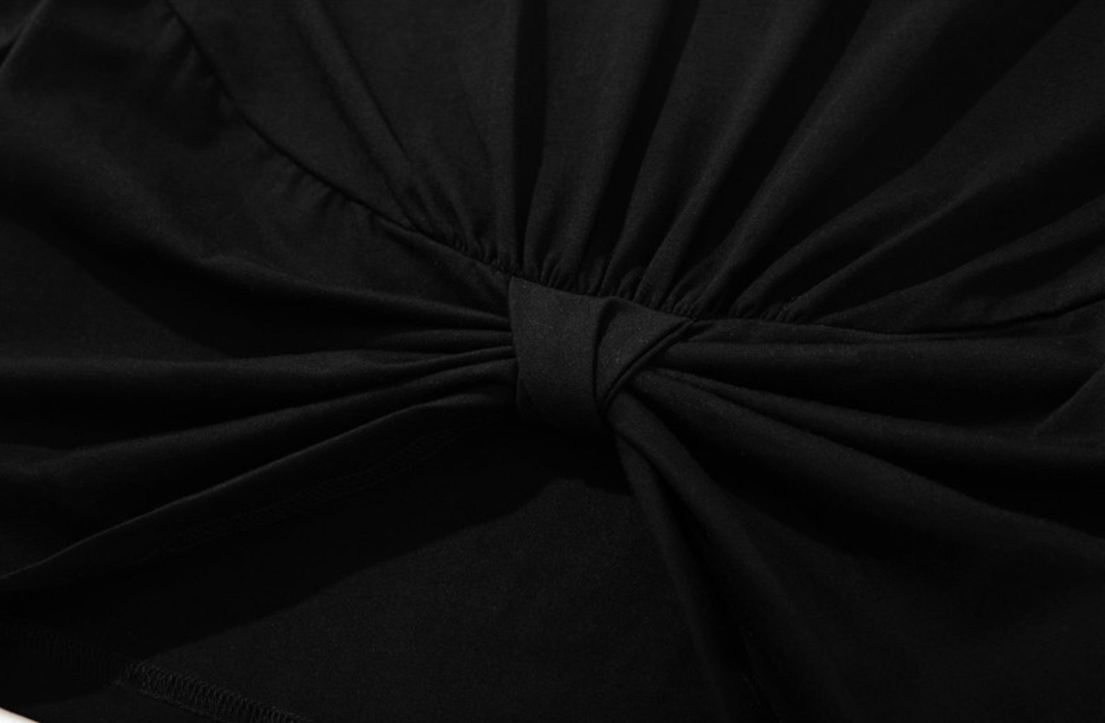 Pitch Black Cropped Knotted T-Shirt