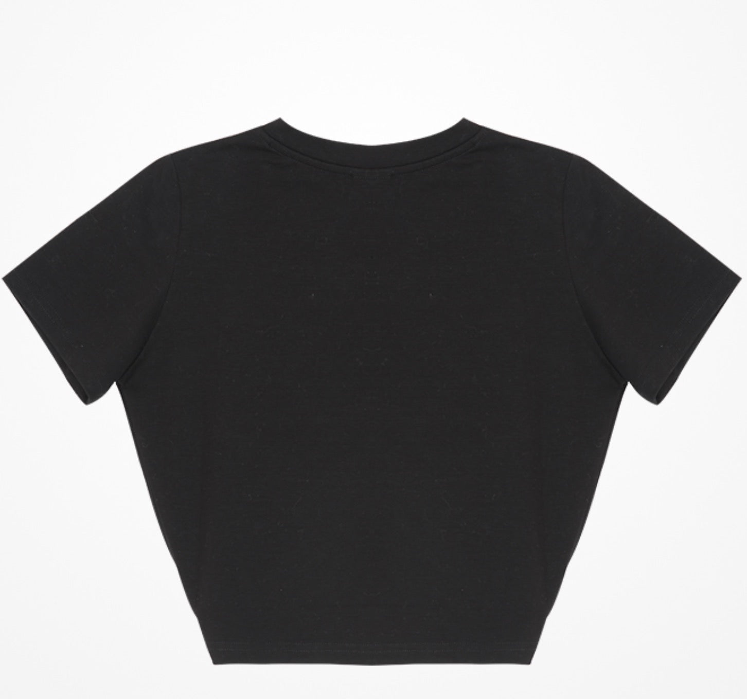 Pitch Black Cropped Knotted T-Shirt