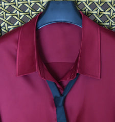Wine Red Satin Silk Shirt