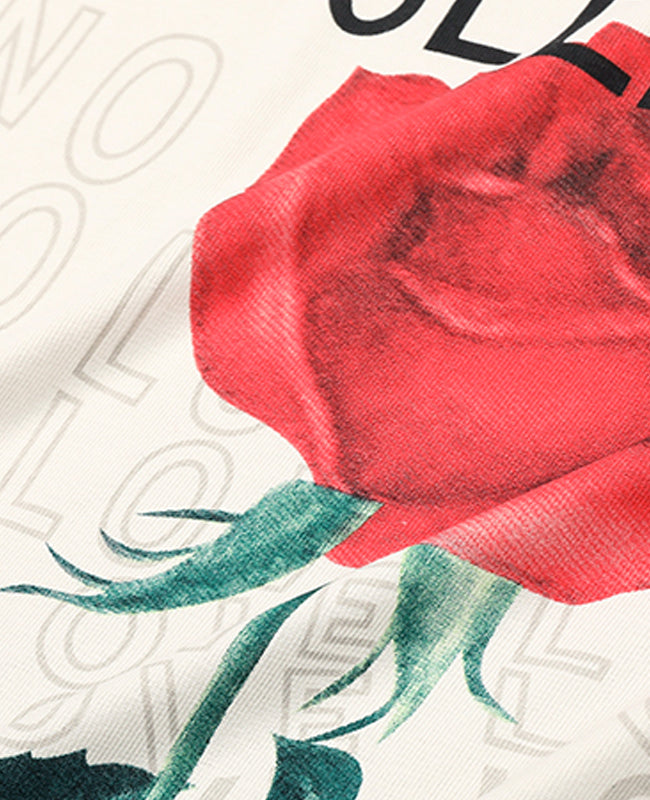 Beige Rose Print T-Shirt