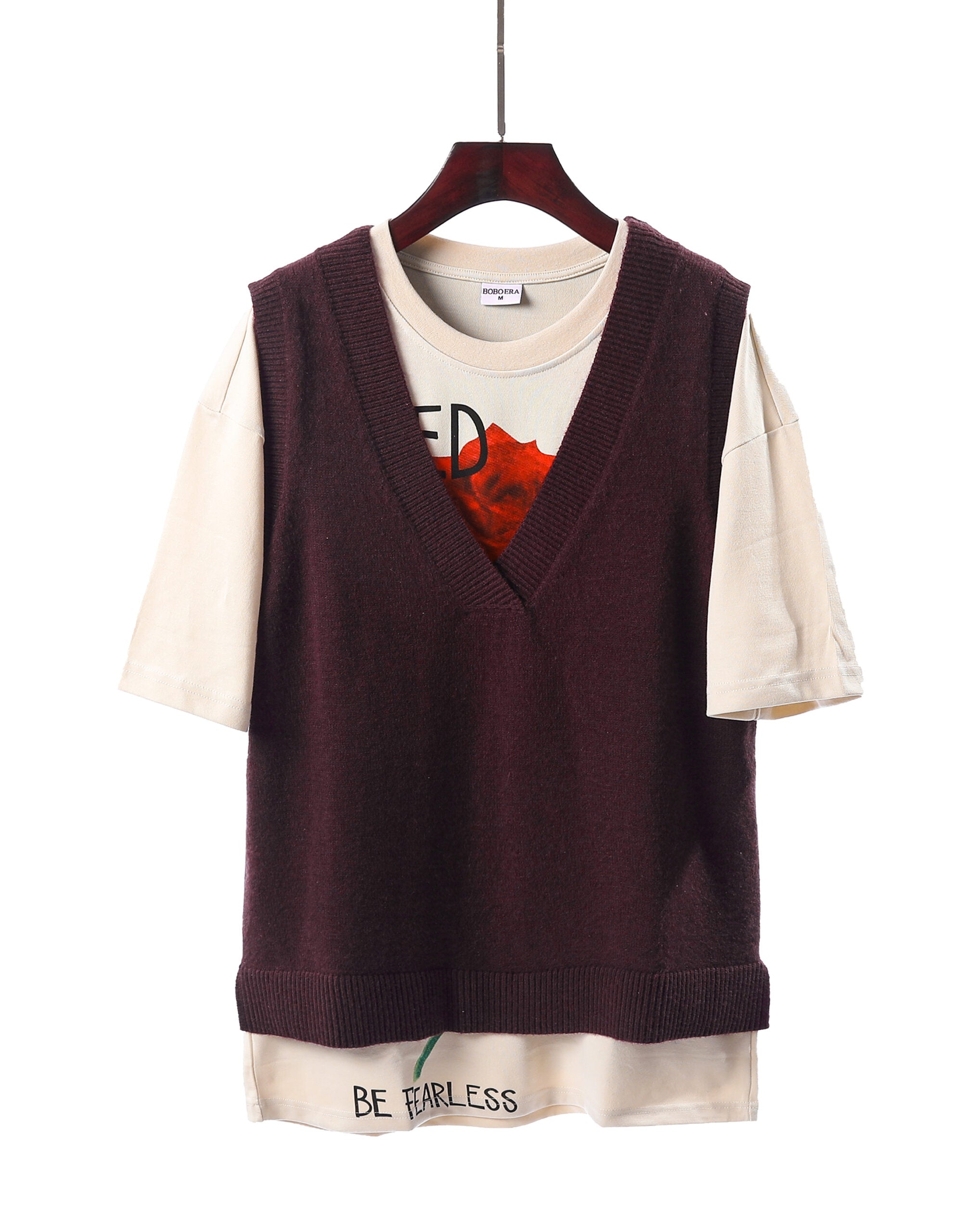 Beige Rose Print T-Shirt