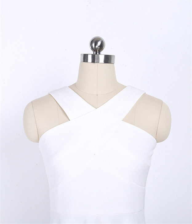 White Crossed Neck Dress