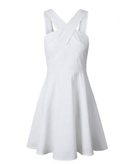White Crossed Neck Dress
